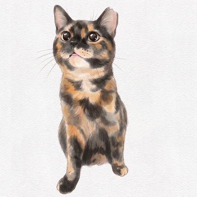 Hand Drawing Cat Portrait